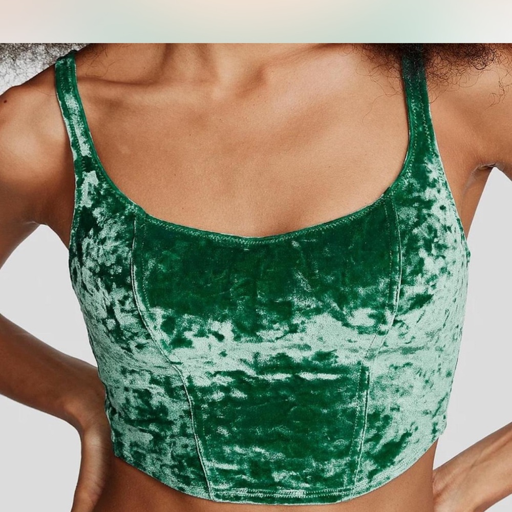Victoria's Secret Emerald Velvet corset bra tank Top